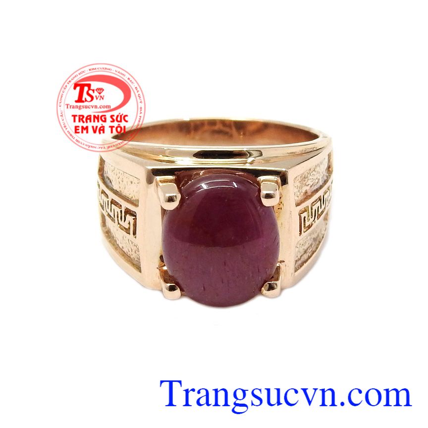 Nhẫn được thiết kế kết hợp từ vàng 18k và đá Ruby thiên nhiên,Nhẫn nam Ruby chiêu lộc