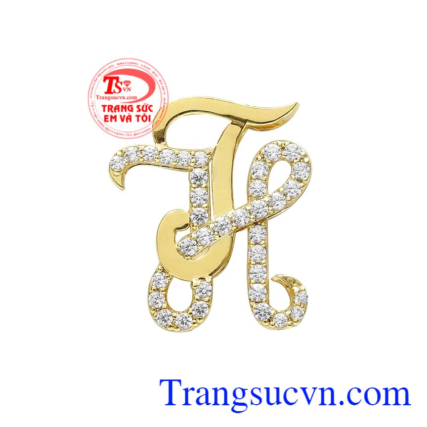 Mặt dây chữ TH vàng tây