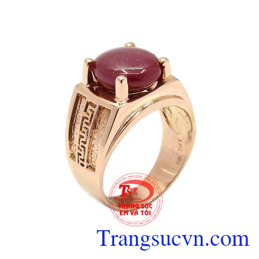 Nhẫn nam Ruby chiêu lộc được chế tác tinh xảo, chạm khắc đẹp,Nhẫn nam Ruby chiêu lộc